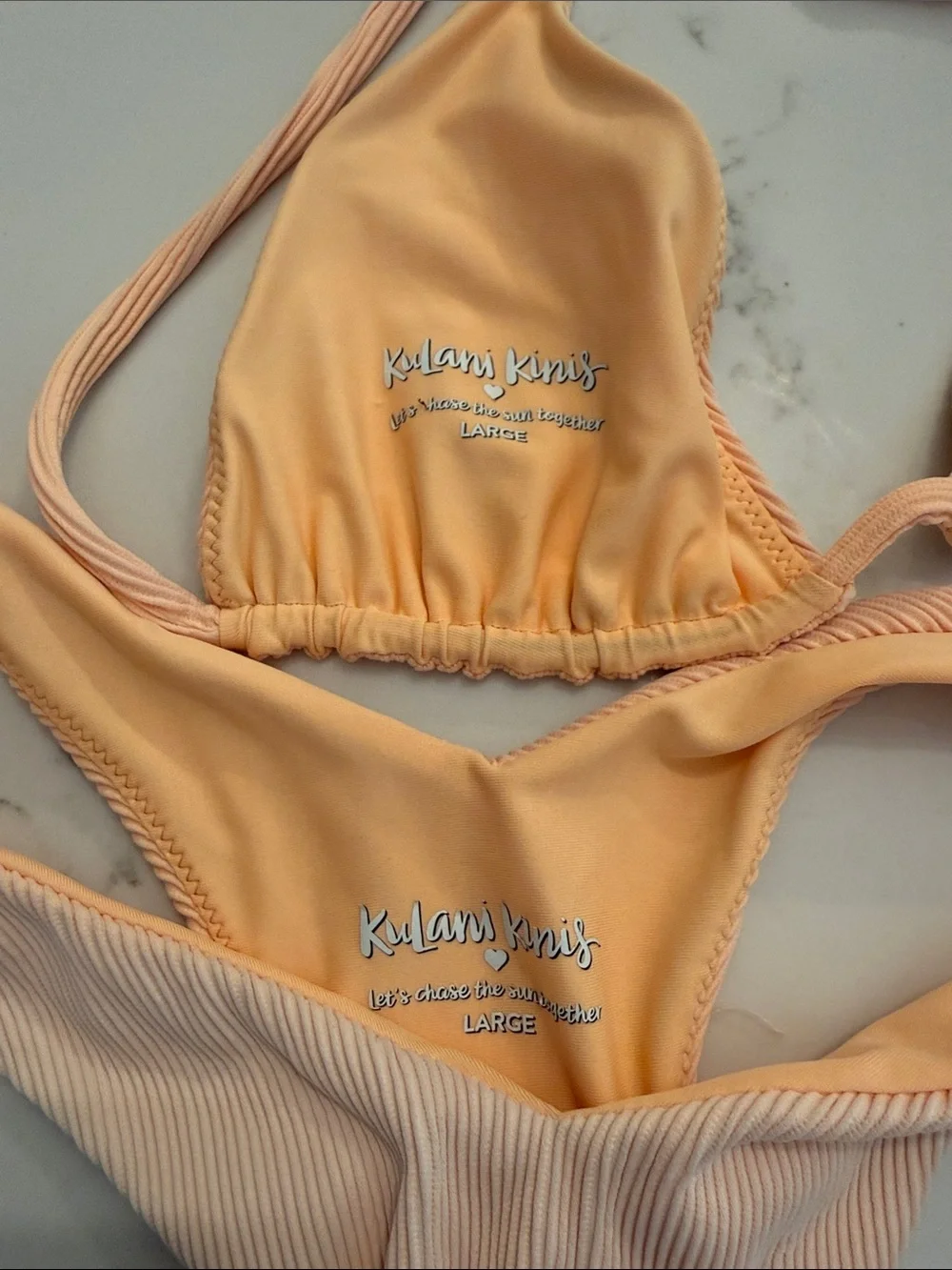 Kulani Kinis mango Ribbed Triangle Bikini size large